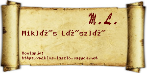Miklós László névjegykártya